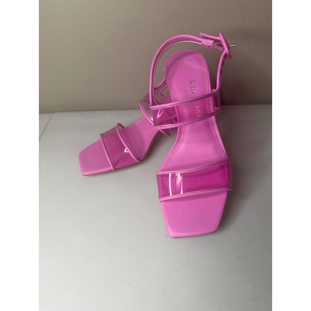 Kate Spade Milani Lucite Heel Sandals Carousel Pink Size 7B NWOB